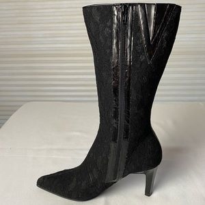 Bandolino Black Lace Boots Size 7.5 M